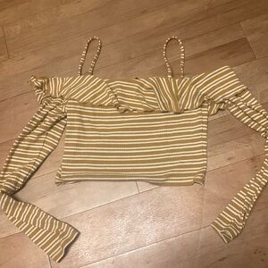 Off the shoulder striped crop top